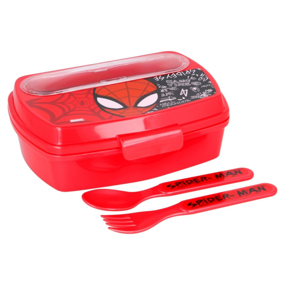 Spiderman Lunch Box With Cutlery - Image 3