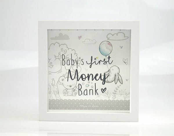 Baby First Money Box , Wooden Box with Glass Front